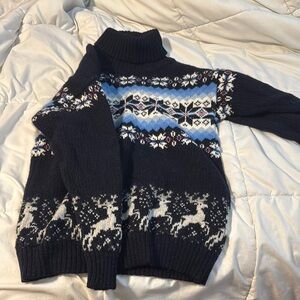 Men's Black and Blue Reindeer Sweater